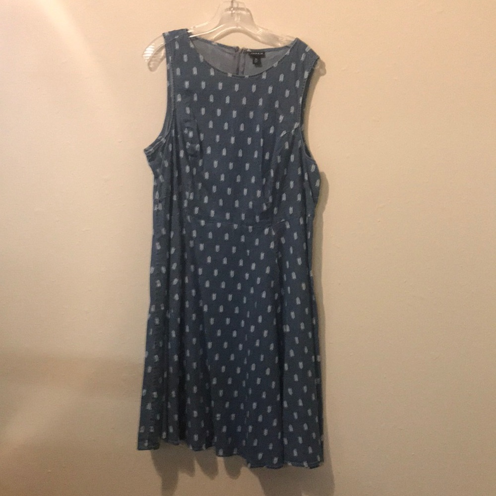 Chambray dress with feather details